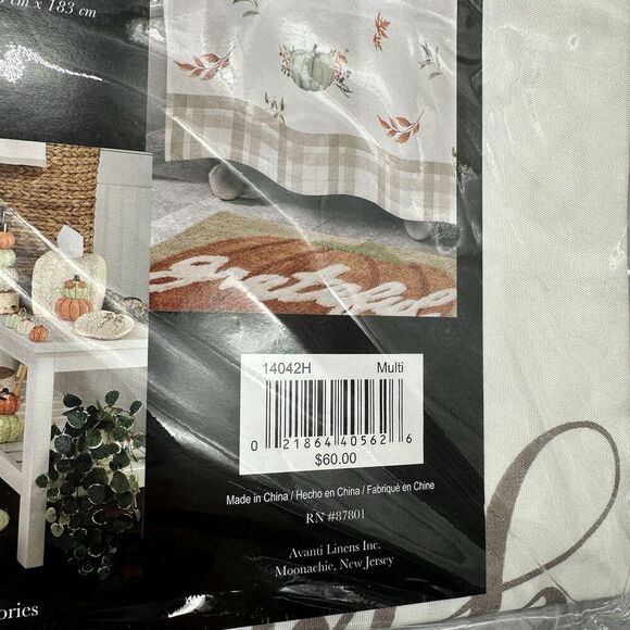 Avanti Linens Fabric Shower Curtain Pumpkins Grateful Patch 72"x 72" White - Picture 5 of 5